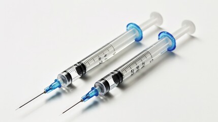 Clinical Medical Syringes with Clear Liquid Isolated