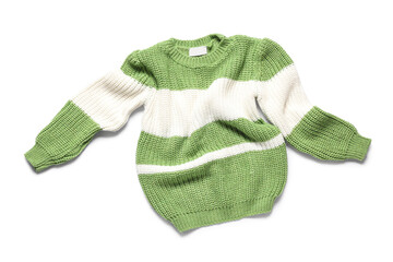 Stylish crumpled sweater isolated on white background