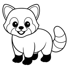 Cute Red Panda Line art illustration © DesignByNiher