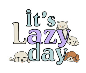 It’s Lazy Day | Cute Sleeping Dog Clipart | Kawaii Puppy Illustration for Cricut, Stickers, T-Shirts & Sublimation
