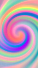 Abstract grainy vertical background 8K 9:16 with swirling spiral shape. Neon rainbow gradient design. Fractal vortex of light green, magenta pink, blue, turquoise, yellow, purple, peach, orange curves
