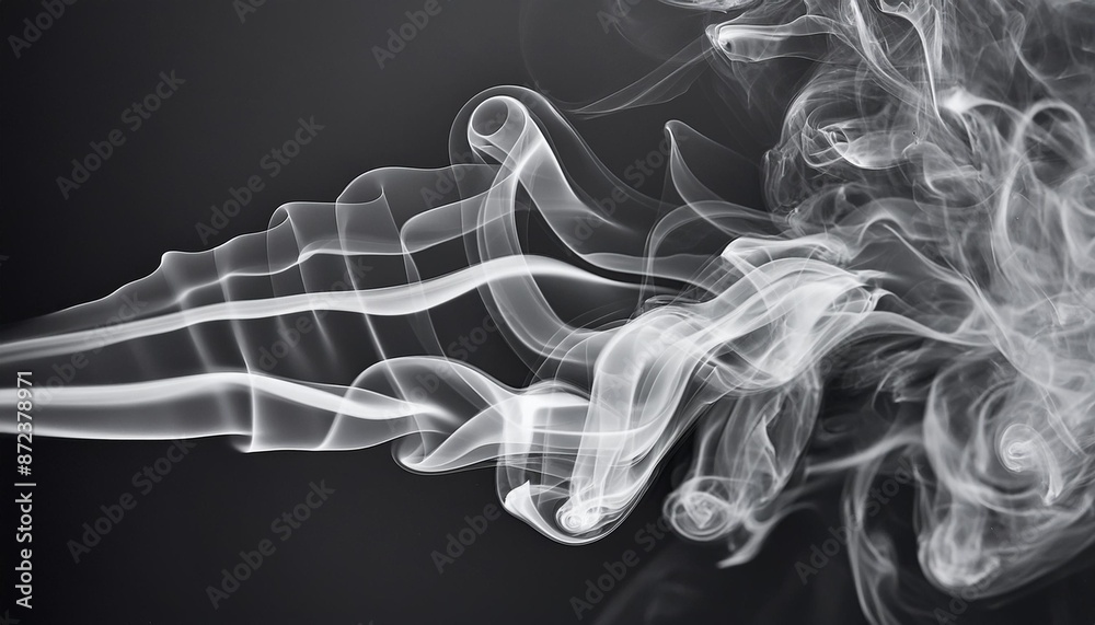 Sticker abstract black and white smoke on black background monochrome