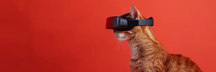Engaging virtual reality cat design with ample space for adding captivating text or graphics