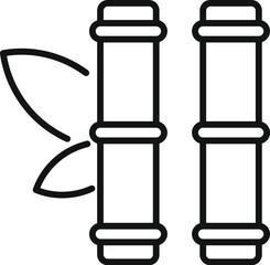 Line art icon of two bamboo stems with leaves growing, representing sustainability and nature