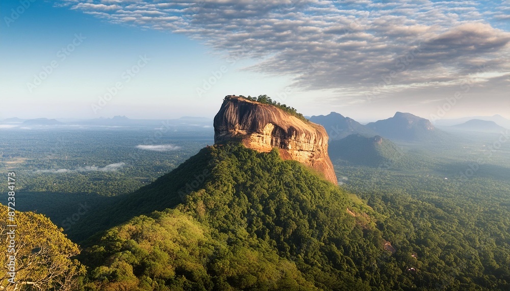 Poster landscape of lion rock at sigiriya in sri lanka