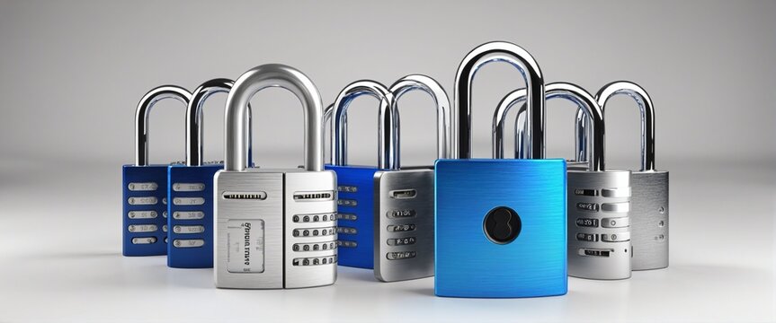 Set of  digital padlock icons