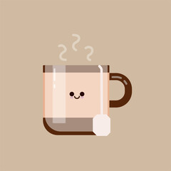 Cute tea mug with a smiley face illustration - EPS Vector