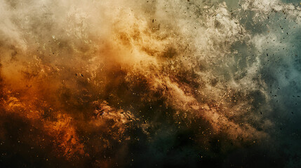 Abstract Cosmic Explosion with Fiery and Cool Tones
