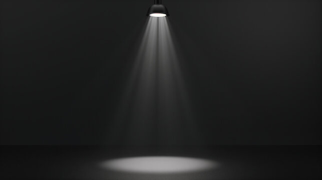 Spotlight from Above on Minimal Black Background with Low Opacity Embedded Shapes