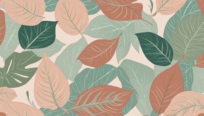 Soft Beige Leaf Design Background in Elegant Minimalistic Style