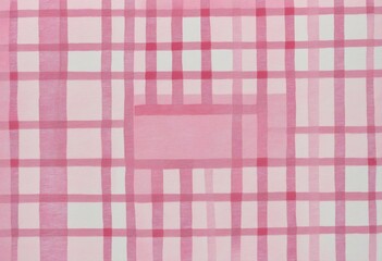 Watercolor Gingham Pattern in Pink: Abstract, Sweet, and Girly Background Design with Copy Space