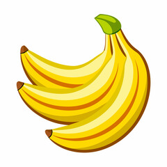 Fresh Banana Vectors on Clean White Background: Vibrant Fruit Illustrations