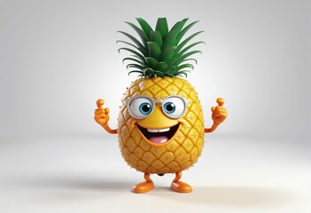 Colorful cartoon character with a smiling face and cute expression, in a tropical setting, isolated against a white background - perfect for children's learning and creating a fresh, happy atmosphere