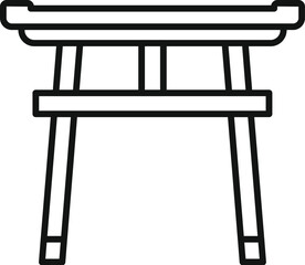 Line art icon of a torii, marking the entrance to a sacred space in japanese culture