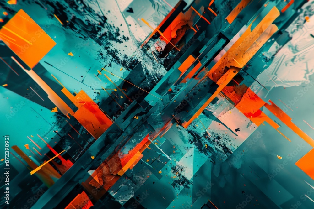 Poster Abstract background showing dynamic composition of colorful shapes and textures