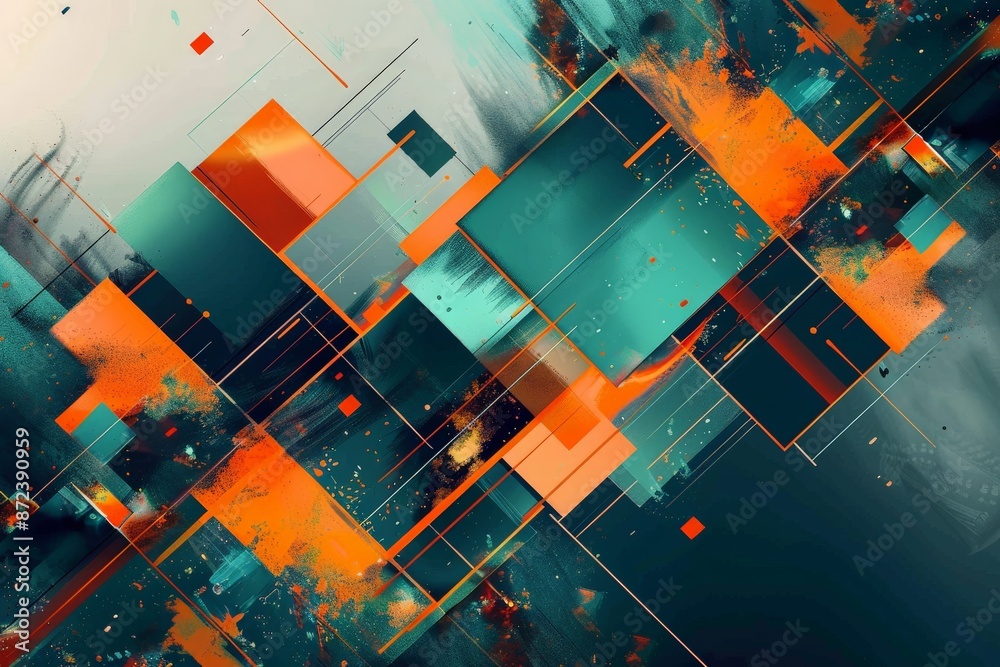 Aufkleber Abstract geometric composition exploding with vibrant colors