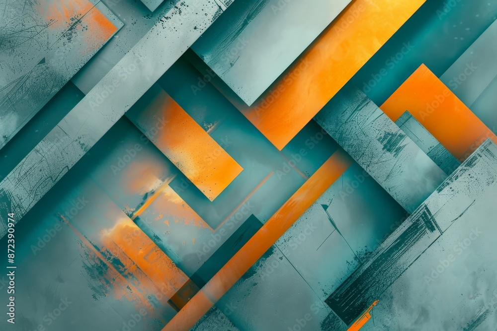 Poster Abstract geometric pattern forming three dimensional shapes