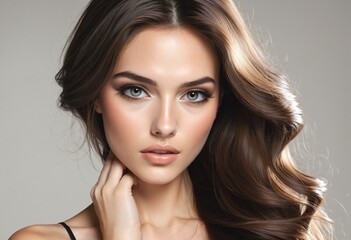 Fototapeta premium portrait of wonderful young woman with long hair