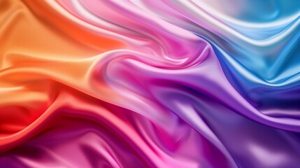 Obraz premium Elegant waves of satin fabric in vibrant gradient colors