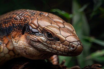 Obraz premium Blue-tongued Skink, Macro,Left side view