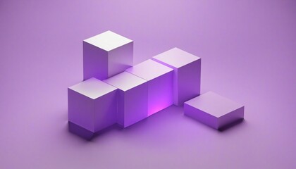Abstract 3d render, purple geometric background design wall paper