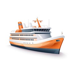 Naklejka premium ship boat cruise web icon orange gradient white , generated by AI. High quality photo