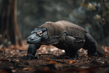 Obraz premium Komodo Dragon, Macro,Left side view