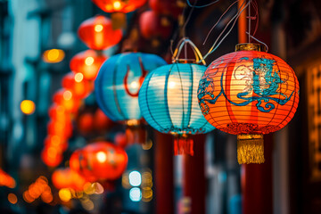 Chinese new year lanterns in china town