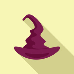 Purple witch hat is casting a long shadow on a yellow background