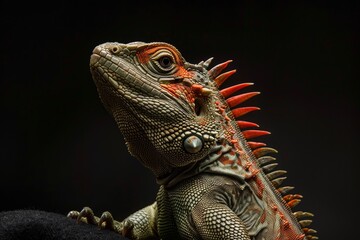 Obraz premium Mystic portrait of Tuatara, full body view, full body shot, isolated on black background