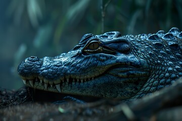 Fototapeta premium Nile Crocodile, Macro,Left side view