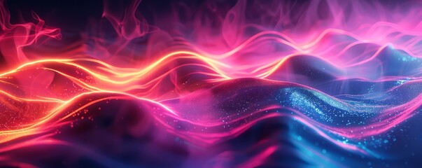 Fototapeta premium Neon zigzags over a dark background