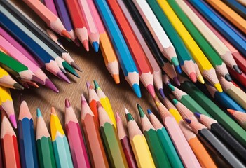 Fototapeta premium set of colored pencils, close up