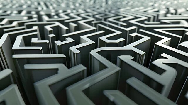 A labyrinth of zigzagging lines forming an intricate geometric pattern that seems to continue infinitely.