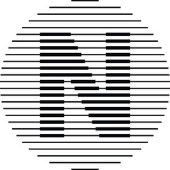 Letter N Logo with Line Pattern Isolated On White Background