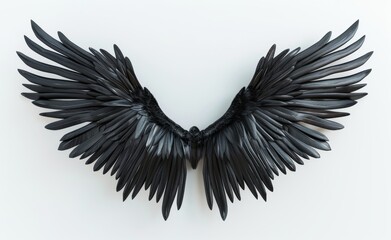 Obraz premium Illustration of 3D rendered fantasy angel wings on a white background - 3D illustration