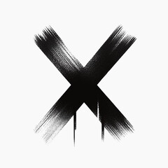 Abstract Brushstroke X Mark, isolated on transparent background
