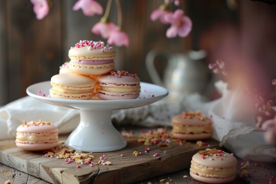 lemon and vanilla French Macaron macaroons