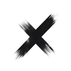 Abstract Brushstroke X Mark, isolated on transparent background