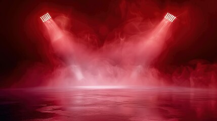 Red Stage Lights with Smoke and Reflection