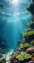 A stunning underwater image of a vibrant coral reef teeming with colorful marine life AI generated abstraction