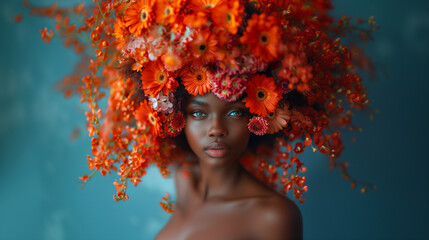 Flowers growing from an afro