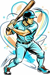 Obraz premium Dynamic Baseball Player in Action, Perfect for Sports Themed Decor, Posters, and Apparel