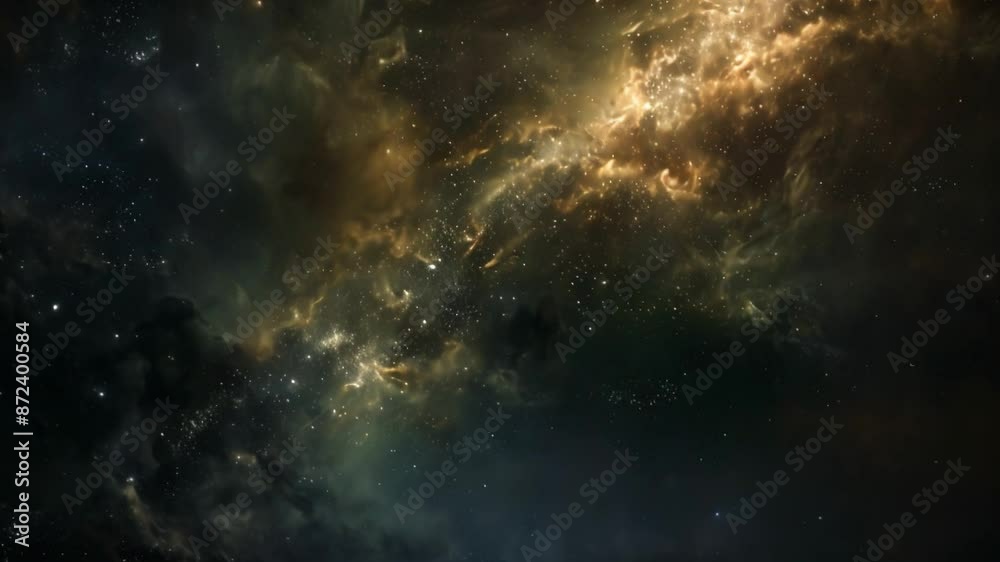 Poster this stunning view of a golden nebula in the vast expanse of space.