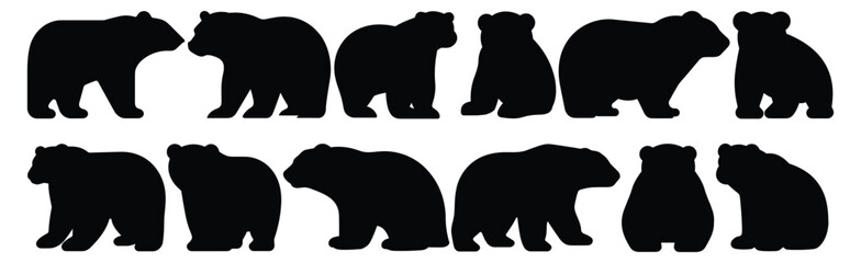 Polar bear silhouette set vector design big pack of illustration and icon