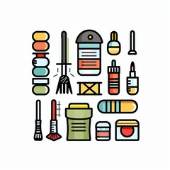 Obraz premium Colorful art and craft supplies on a shelf.