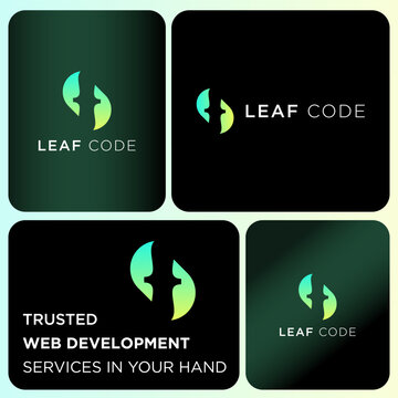 Leafcode logo design, web development logo, code logo