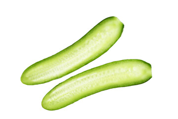 Mini cucumbers on white background.