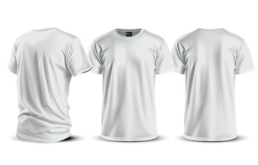 White blank t-shirts displayed from different angles