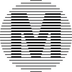 Letter M Logo Icon Line Pattern within Circle Design